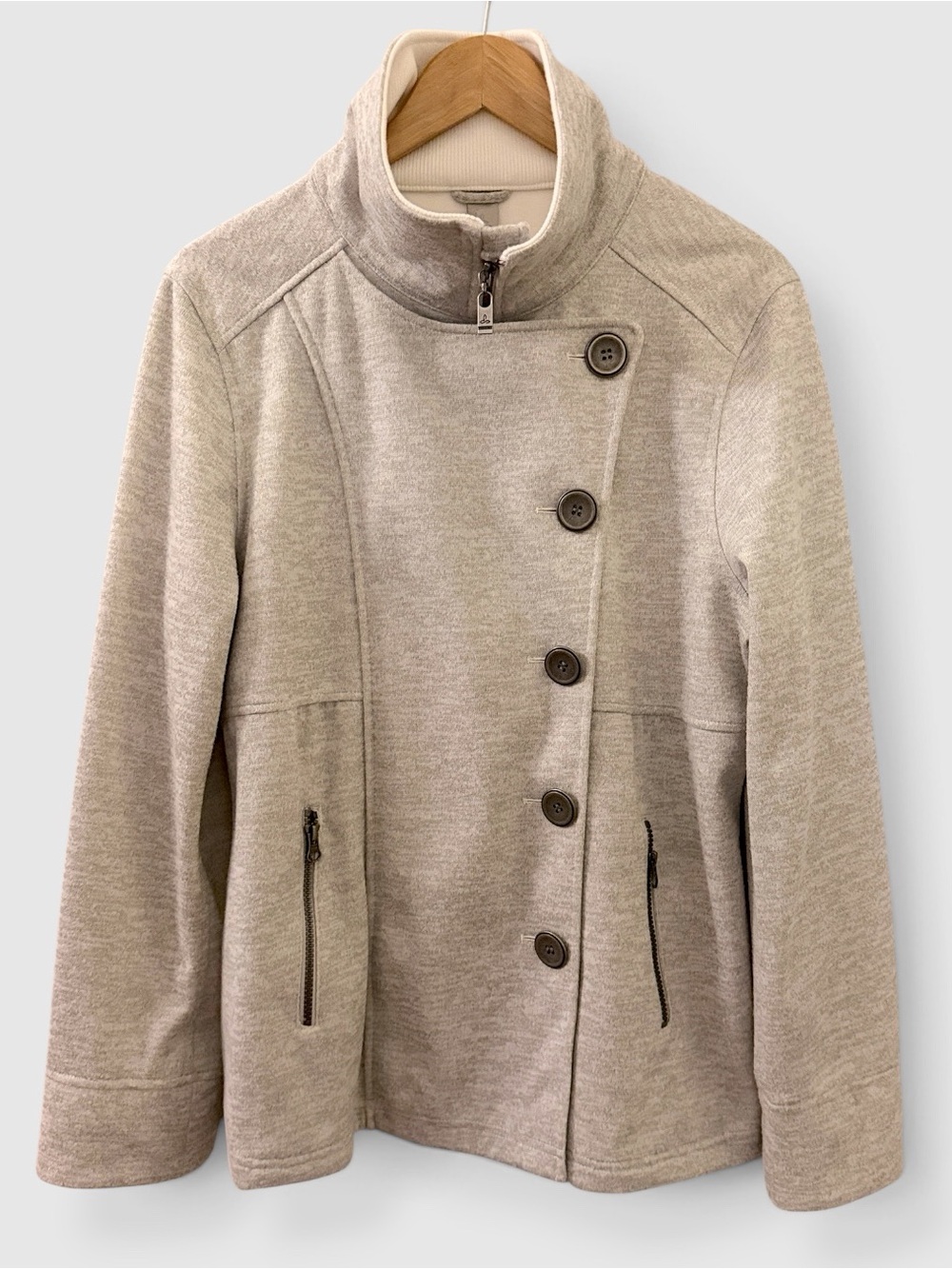 prAna Martina Jacket Heather Gray Asymmetrical Moto Jacket XL